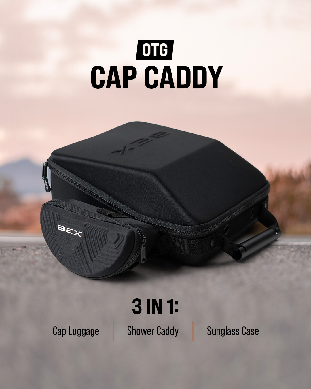 Instagram post with the caption: Cap Caddy, Shower Caddy, Big Daddy.
#BexTravel
#BexSunglasse...